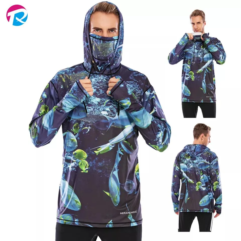 Custom UV Fishing Shirt Hoodies Digital Logo Print Fishing Wear Popular